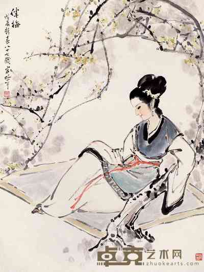 宋吟丽 伴梅图 轴 79×60cm